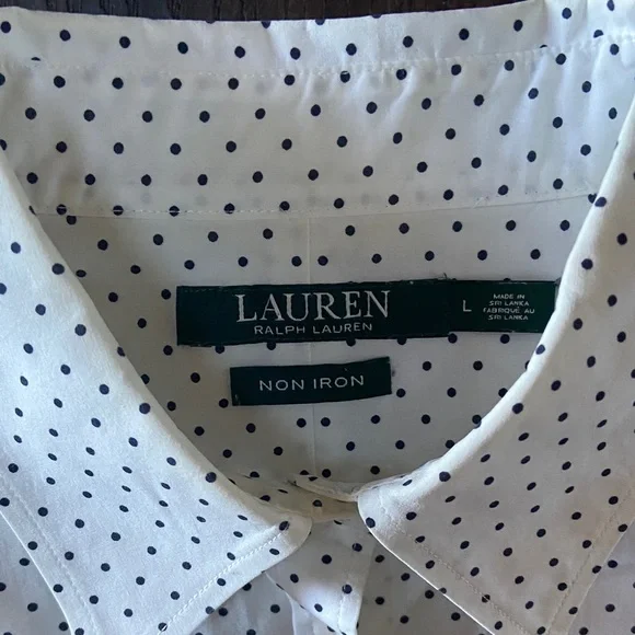 Ralph Lauren White Dress Shirt with Black Dots - Picture 2 of 7